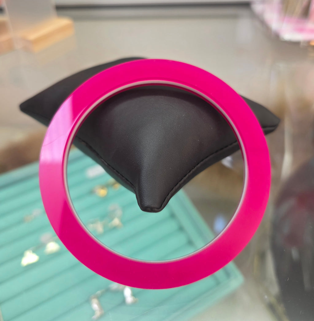 M and D Jewellery Bangle - XXL 76mm Hot Pink/White
