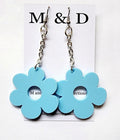 M and D Jewellery - Chained Flora Earrings - Pale Blue