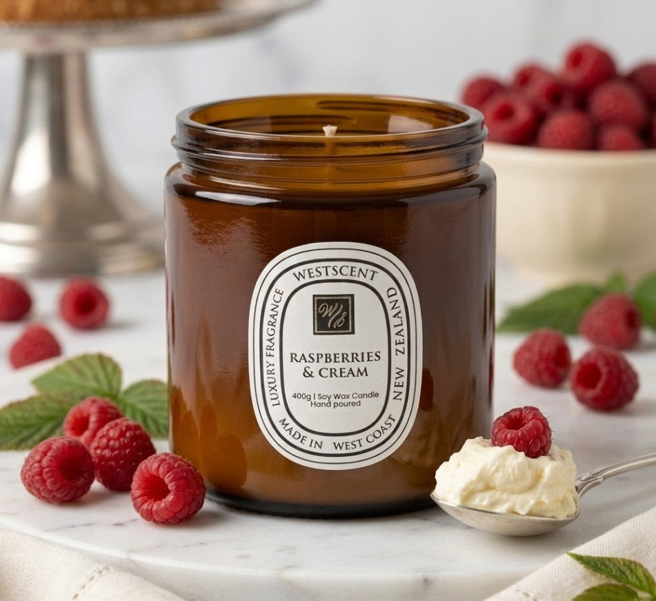 WestScent Soy Candle 400g - Raspberries & Cream