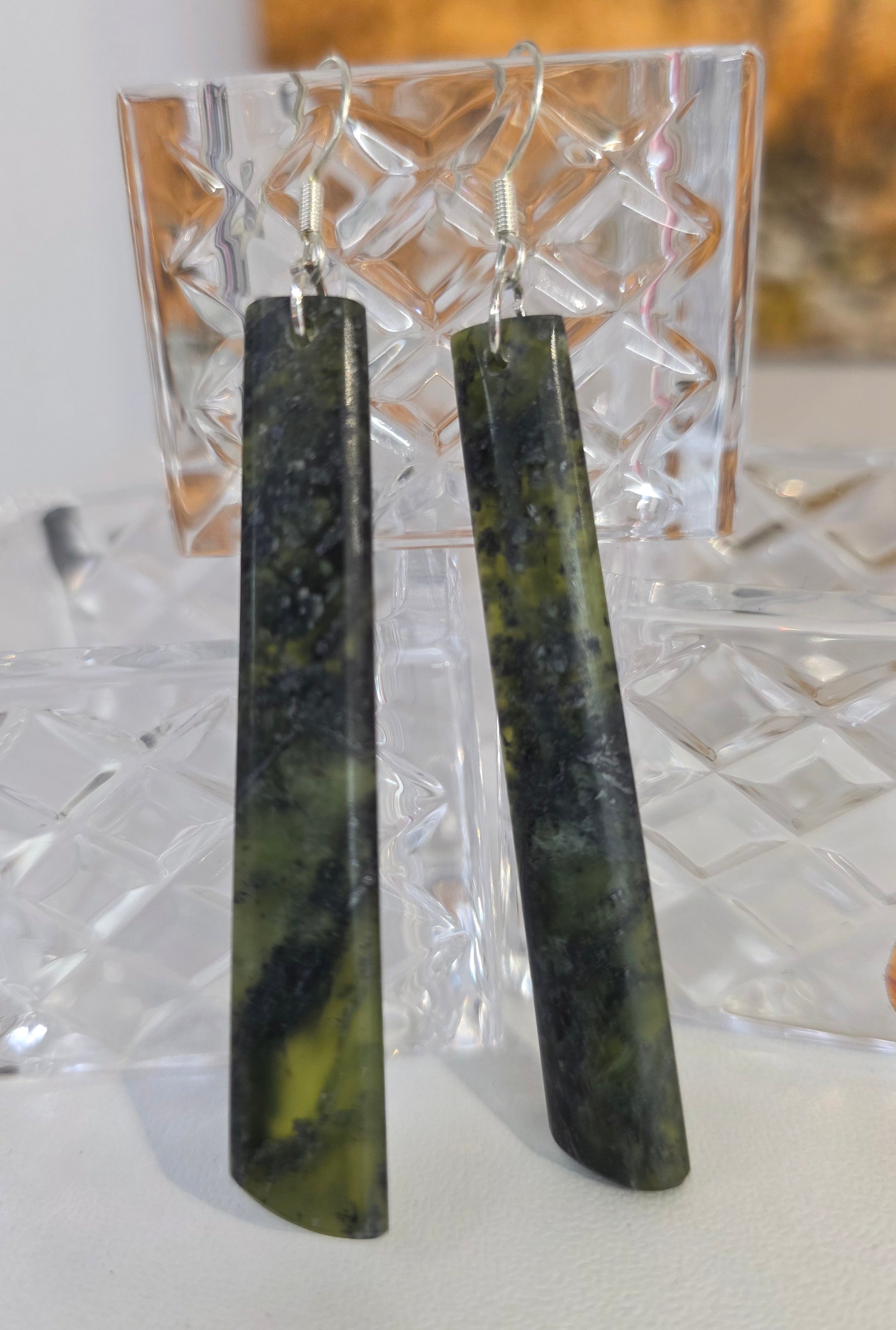 Kohatu Carving - NZ Pounamu Earrings