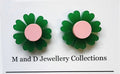 M and D Jewellery - Daisy Studs - Green/Light Pink