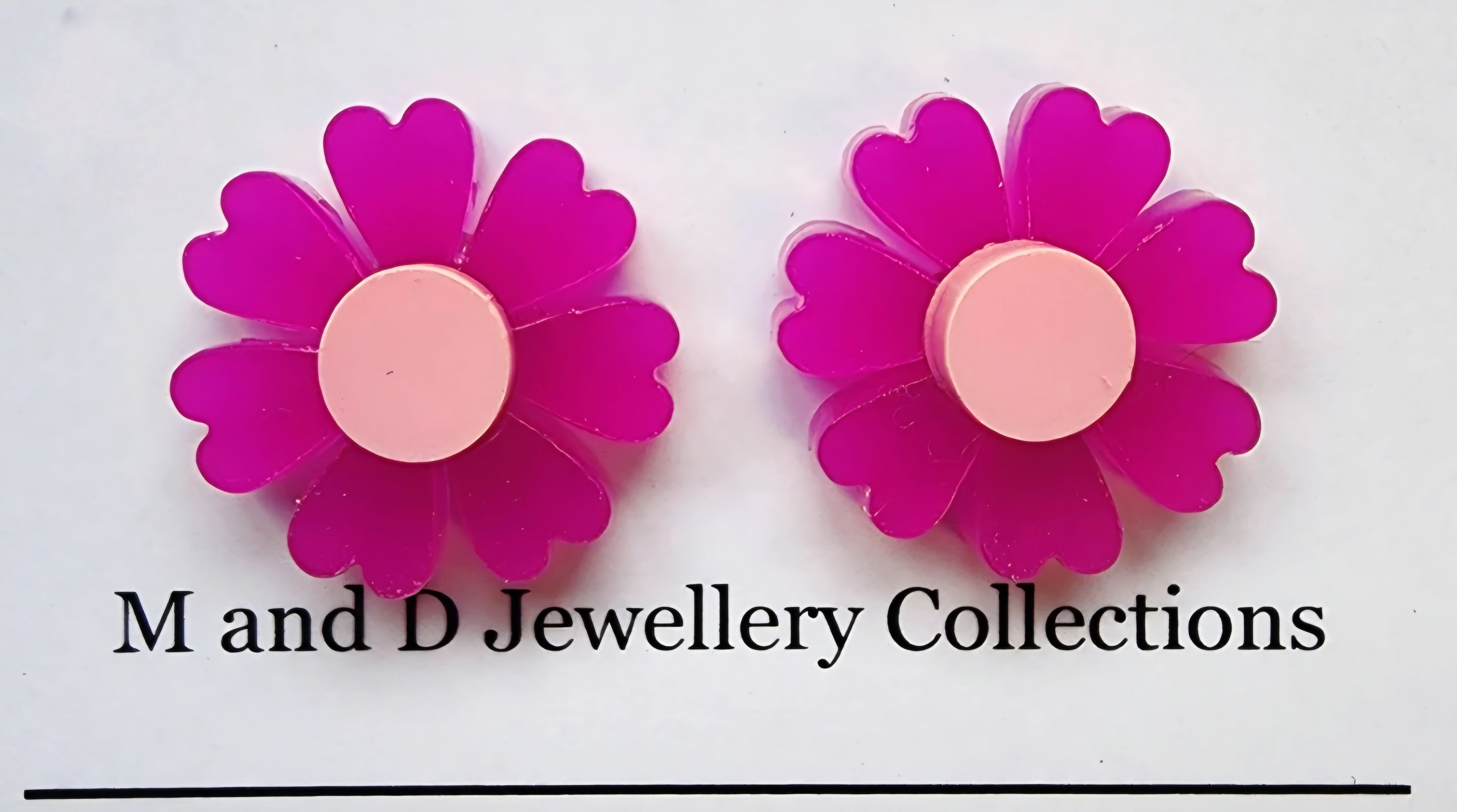 M and D Jewellery - Daisy Studs - Hot Pink/Light Pink