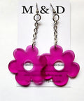 M and D Jewellery - Chained Flora Earrings - Frosty Fuchsia