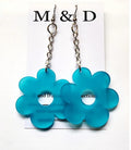 M and D Jewellery - Chained Flora Earrings - Frosty Turquoise