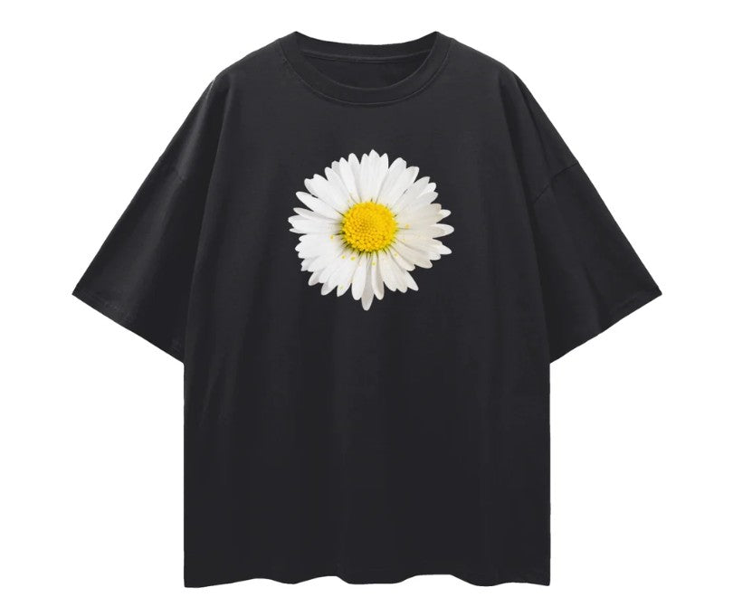 Daisy Tee - Relaxed to Oversized - Black Size XL