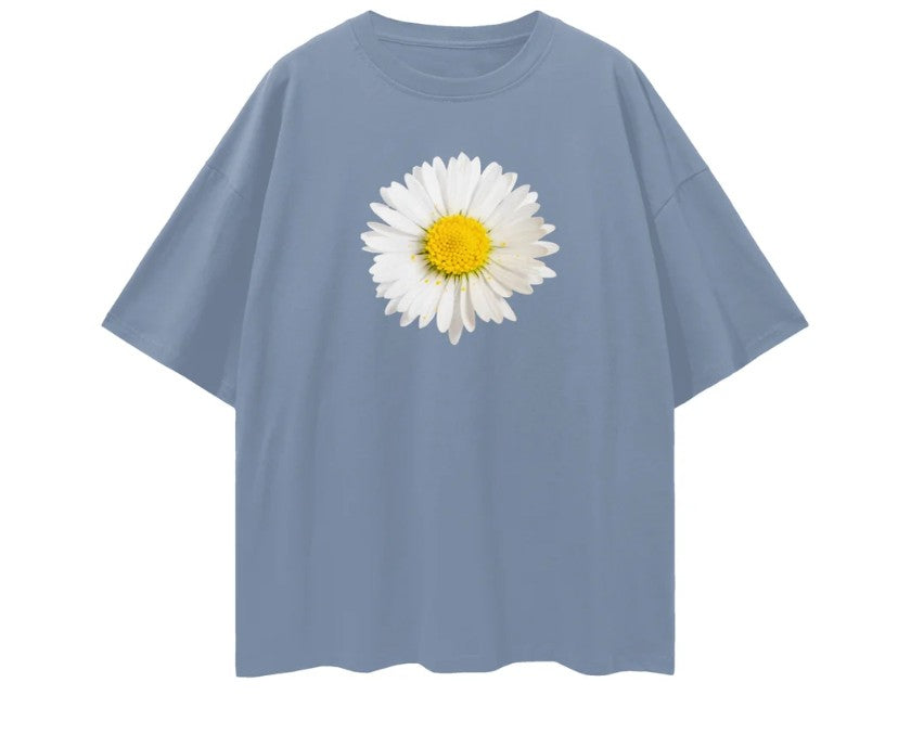 Daisy Tee - Relaxed to Oversized - Blue Size L