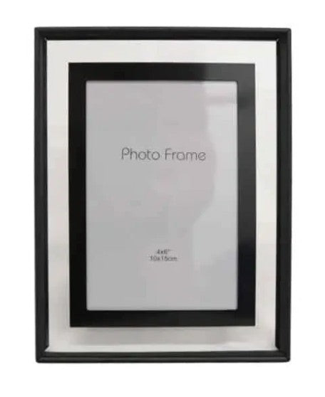 Photo Frame - Black With Clear Glass Surround - 4x6" (10x15cm)