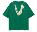 Daisy Chain Tee - Relaxed to Oversized - Green Size XXL