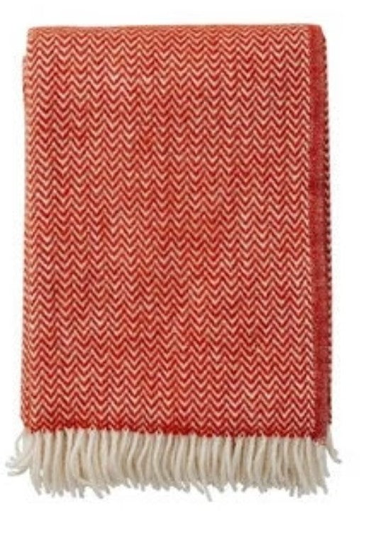 Klippan Lambswool Throw - Chevron - Ruby Red