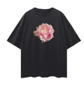 Pink Peony Tee - Relaxed to Oversized - Black Size L