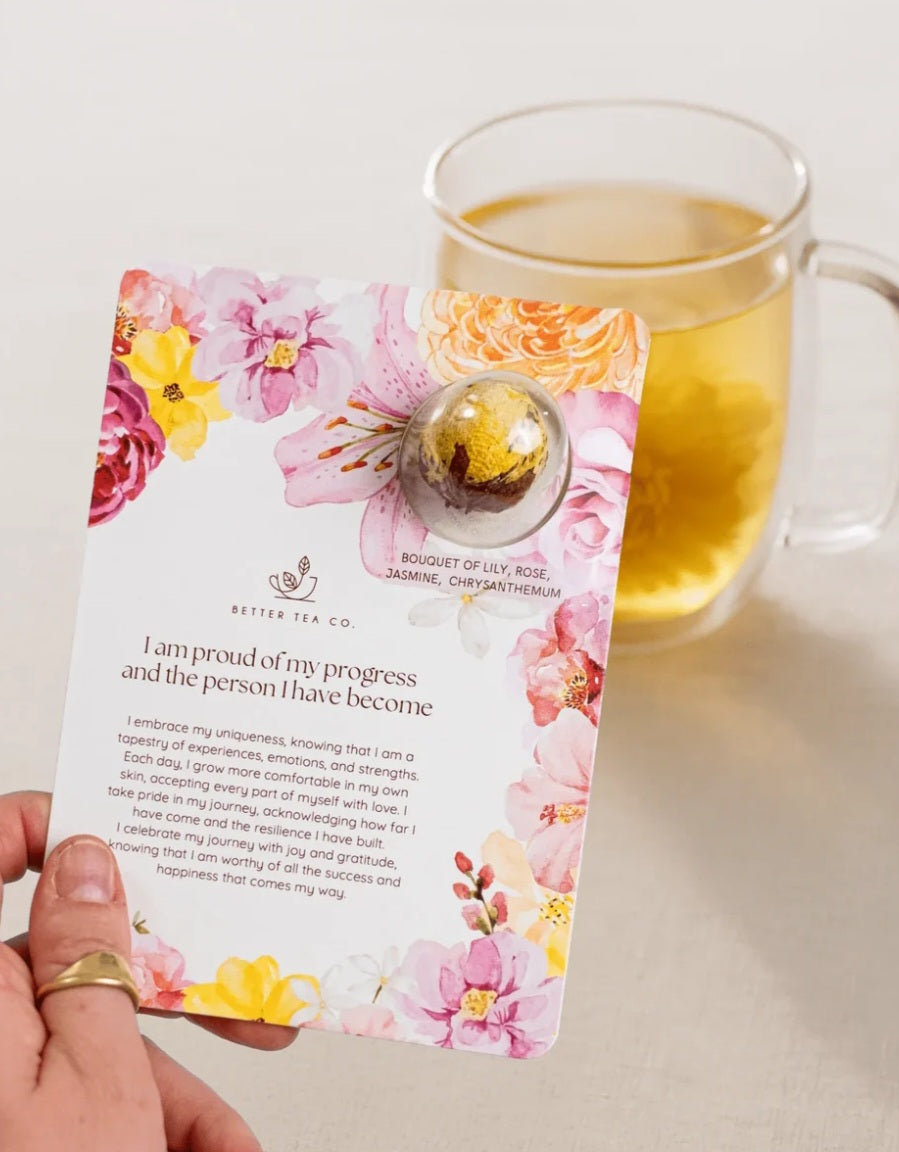 Blooming Tea Ball with Affirmation card