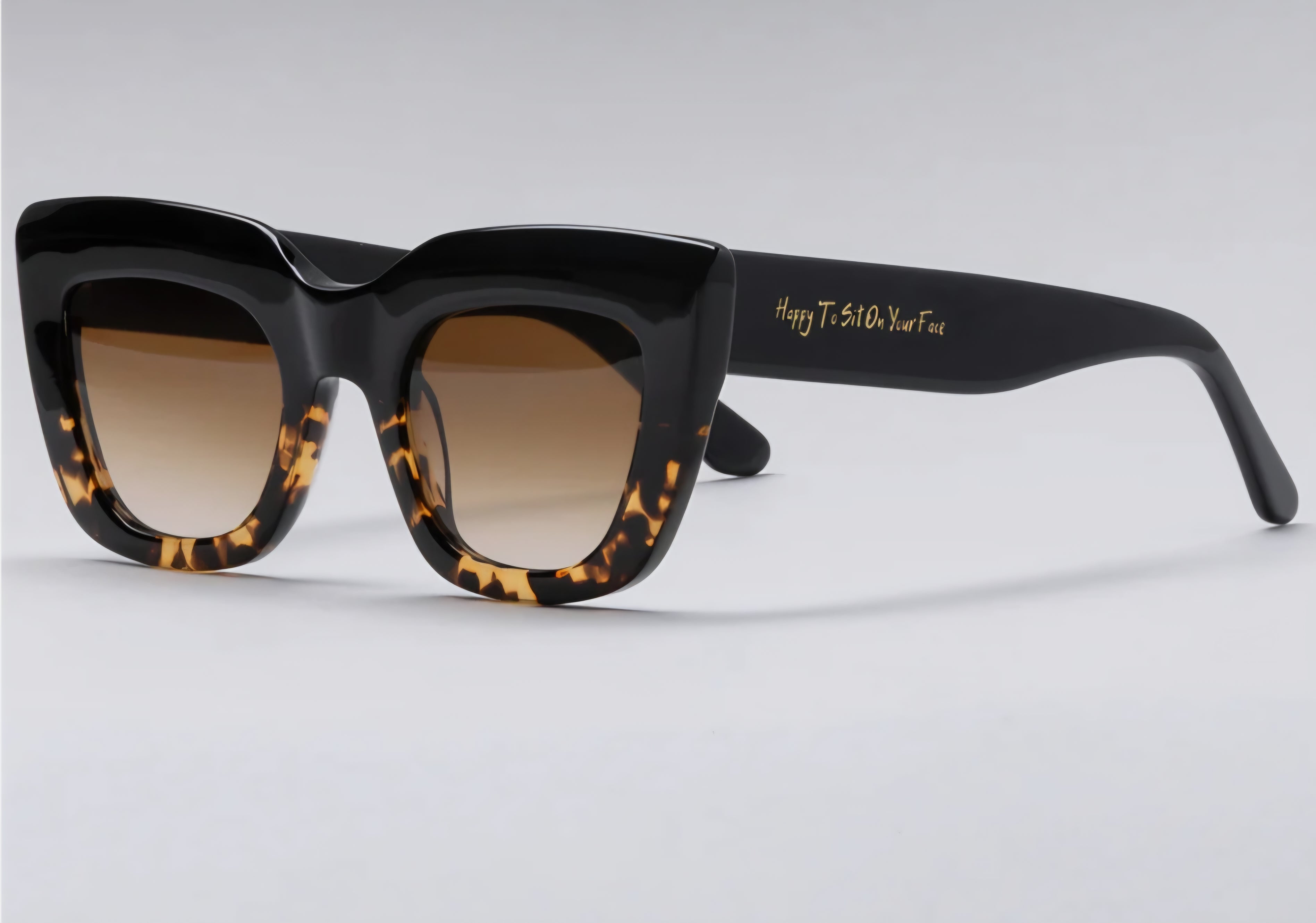 Happy to Sit on Your Face Sunglasses - Harlot Whore Ebony Leopard