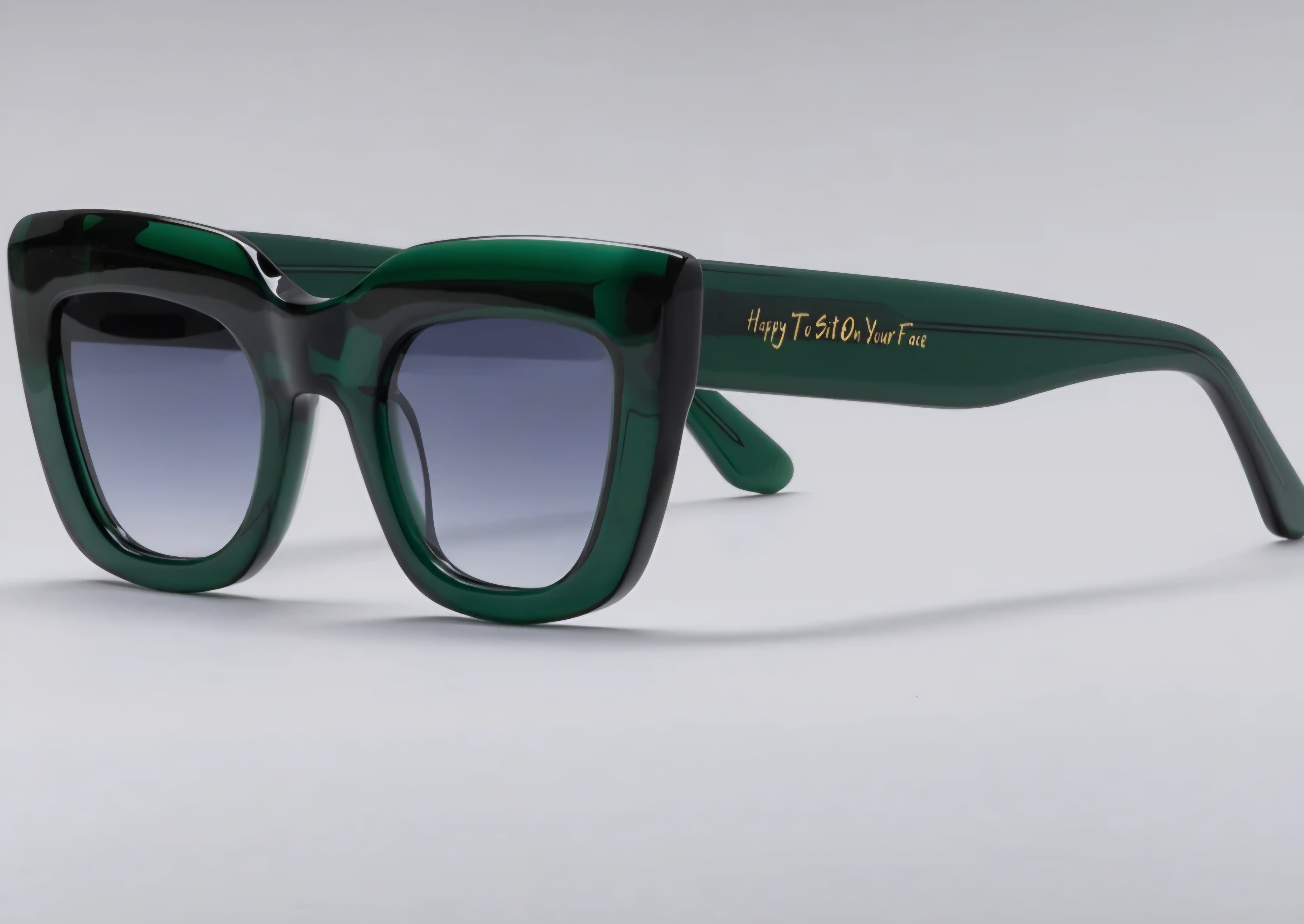 Happy to Sit on Your Face Sunglasses - Harlot Whore Emerald