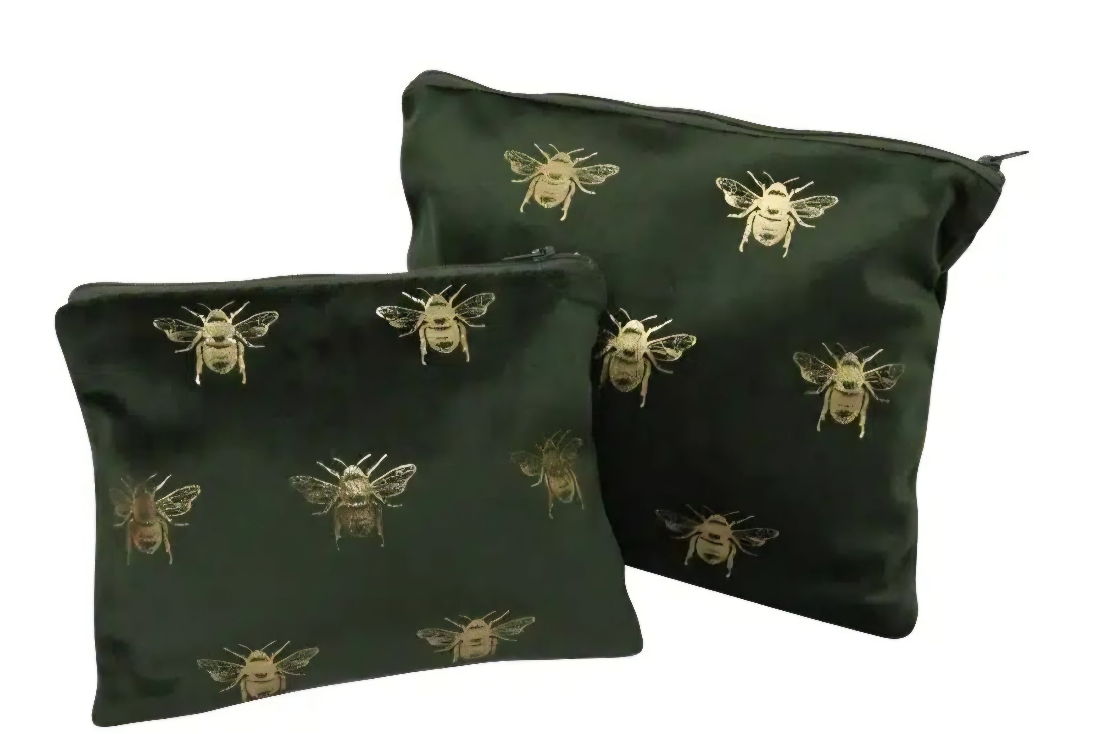 Velvet Bee Cosmetic Bag Set/2 - Green/Gold