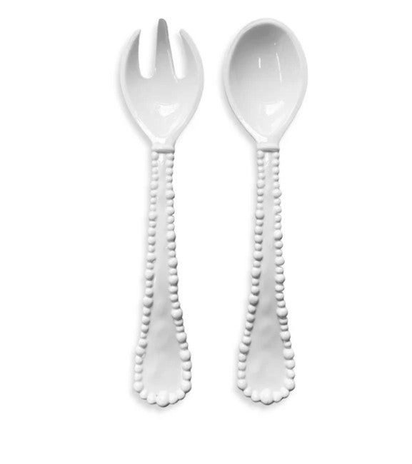 Melamine White Pearl Salad Servers - Le Forge