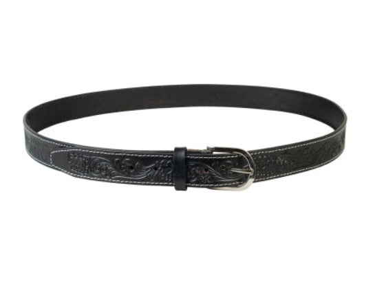 Embellished Black Leather Belt - Size 32"