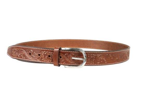Embellished Brown Leather Belt - Size 34"
