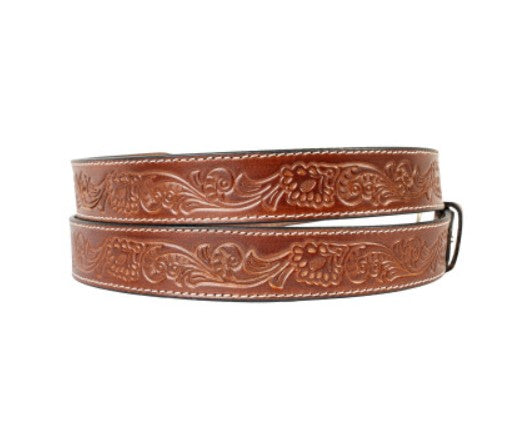 Embellished Brown Leather Belt - Size 34"