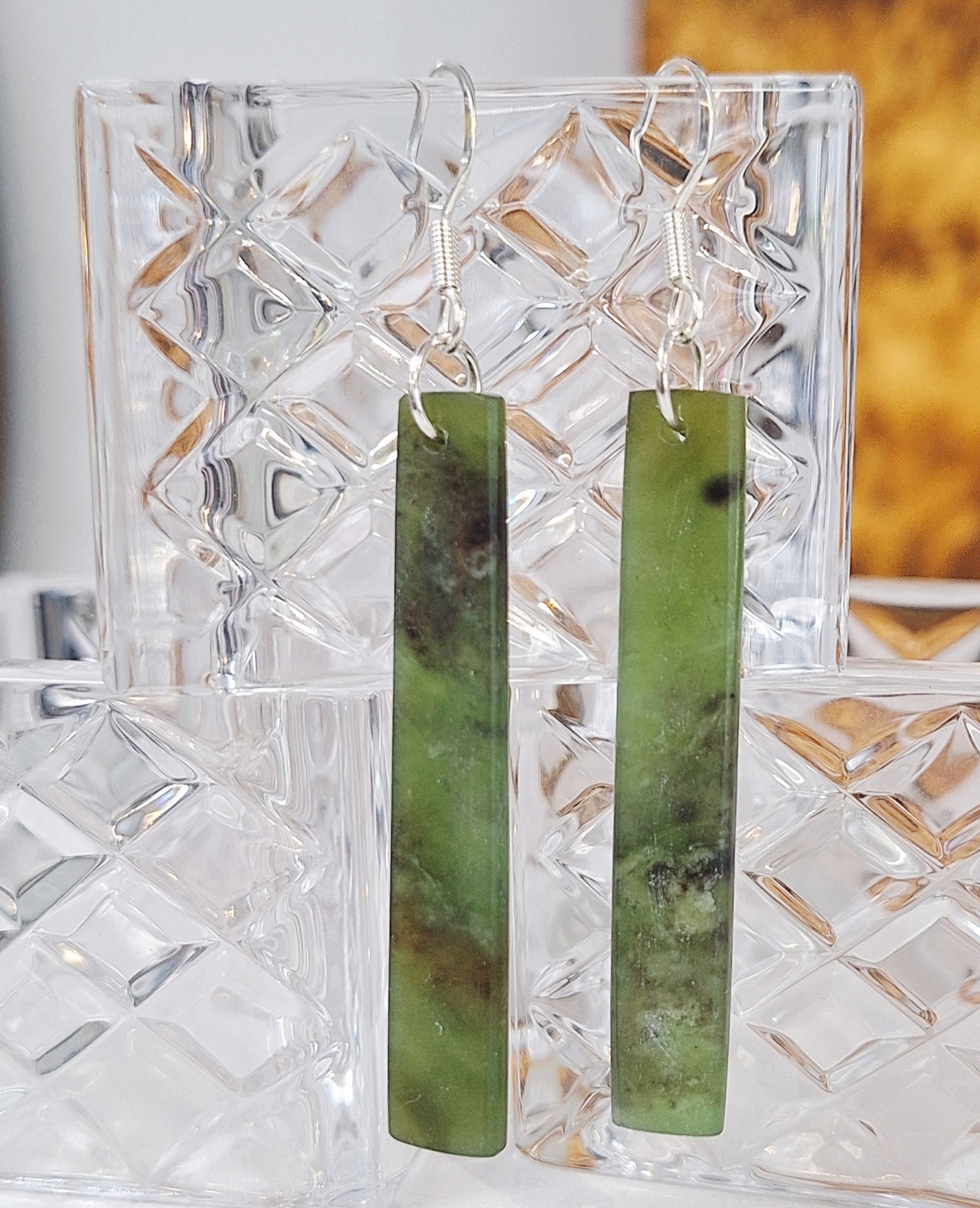 Kohatu Carving - NZ Pounamu Earrings
