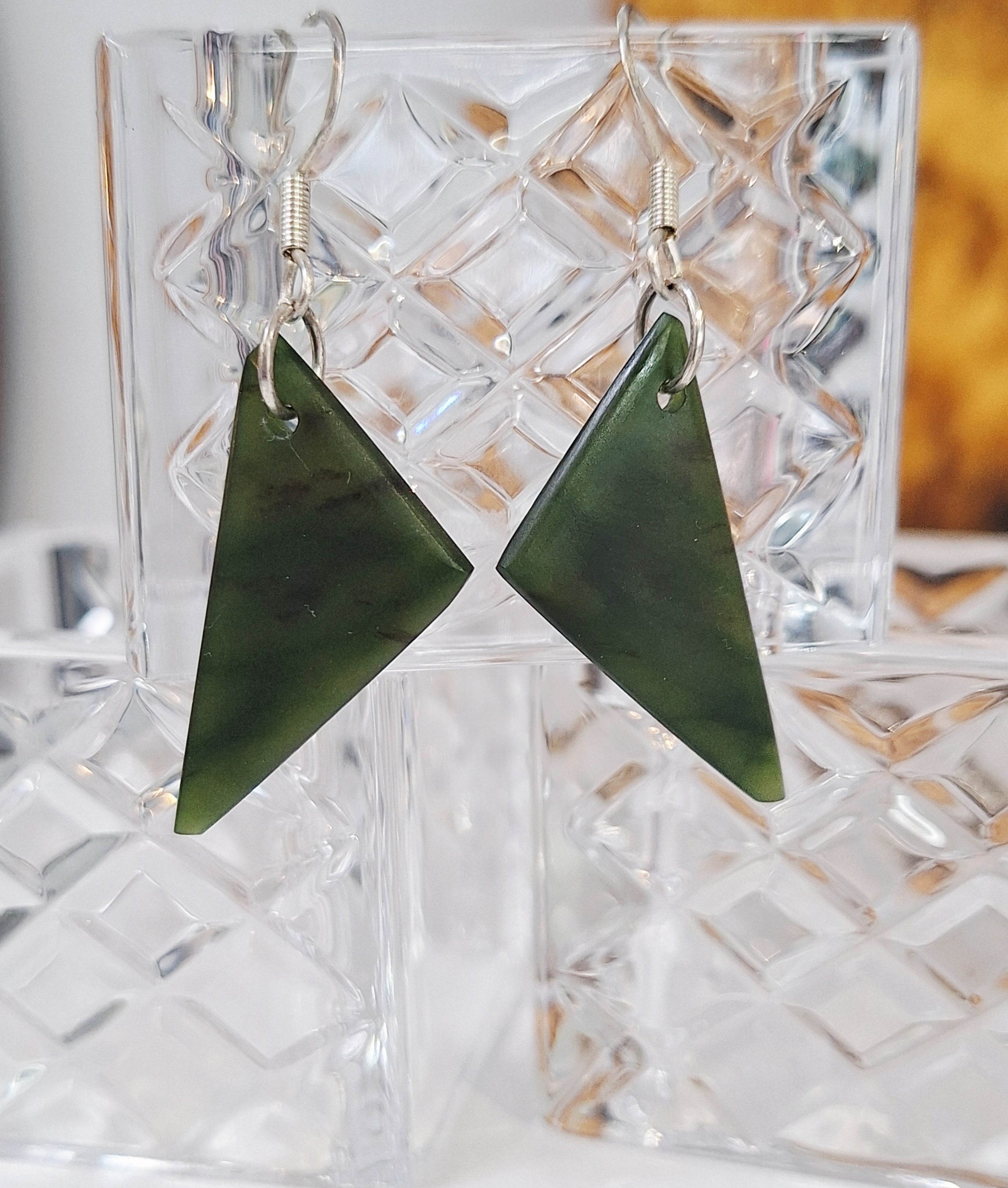 Kohatu Carving - NZ Pounamu Earrings